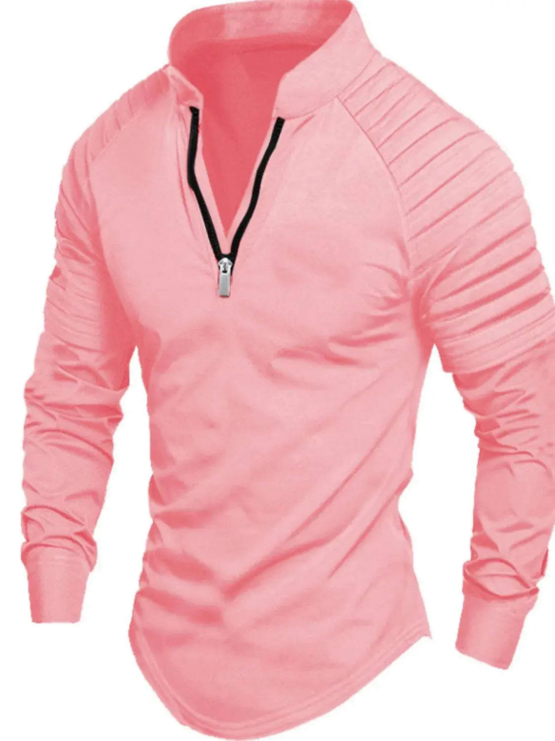 MENLL Plus Size Polo Light Blue Men's Quarter Zip Long Sleeve Dress - Comfortable Fit by MENLL