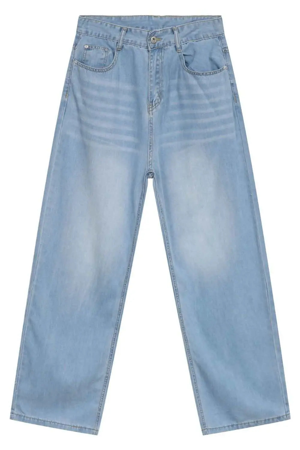 MENLL Light Wash Jeans Men's Wide Leg Denim Pants Relaxed Fit Pockets by MENLL