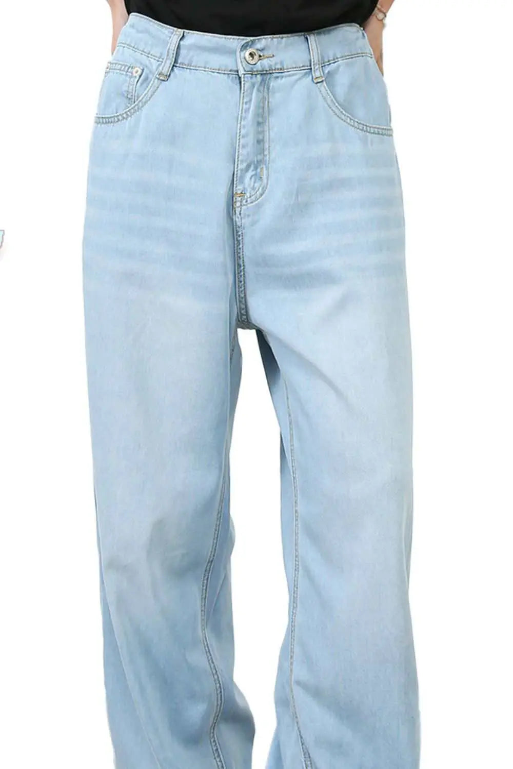 MENLL Light Wash Jeans Men's Casual Mid Rise Denim Pants With Pockets by MENLL