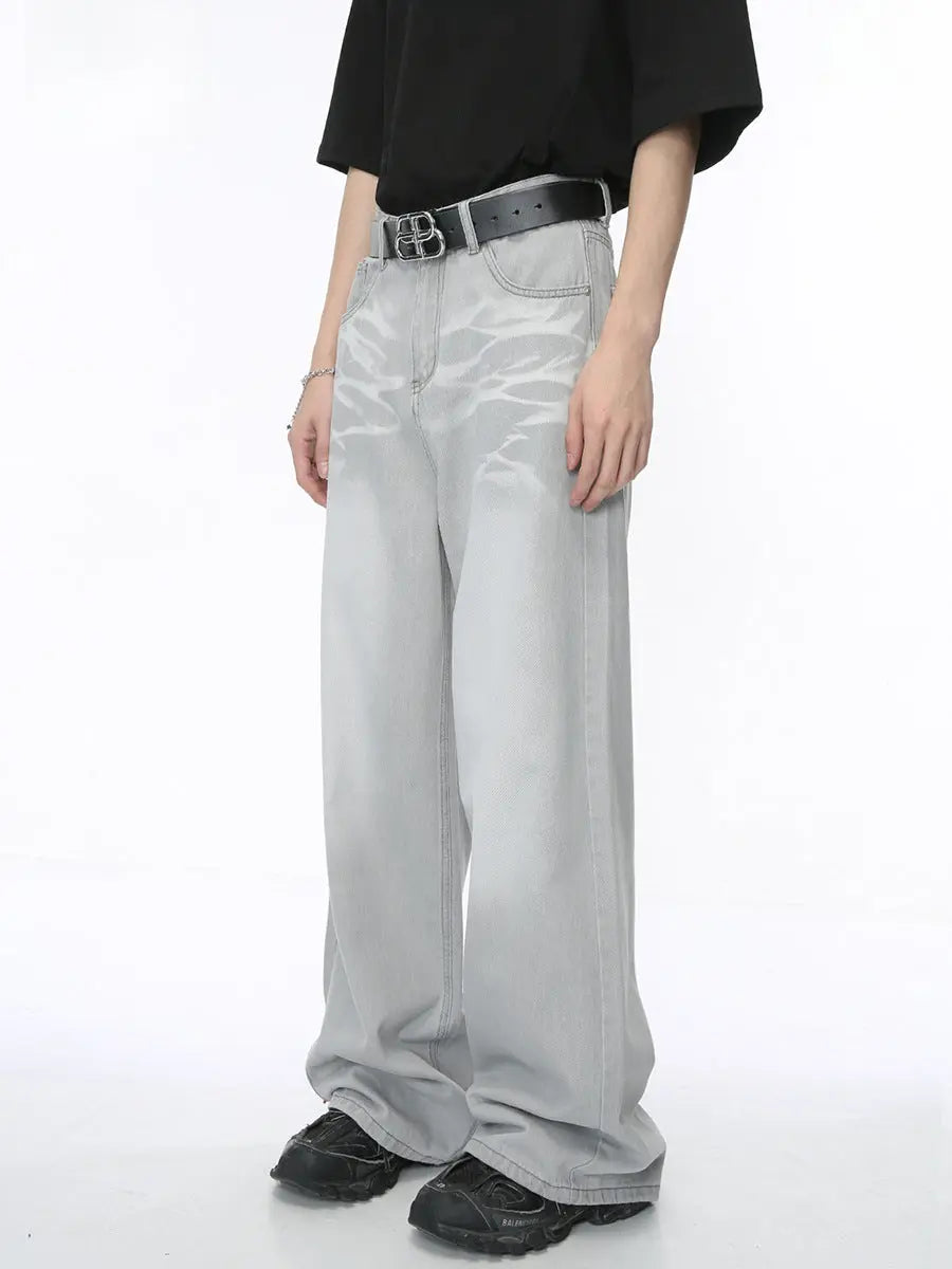 MENLL Washed Denim Jeans Men's Straight Leg Casual Fit Comfort by MENLL