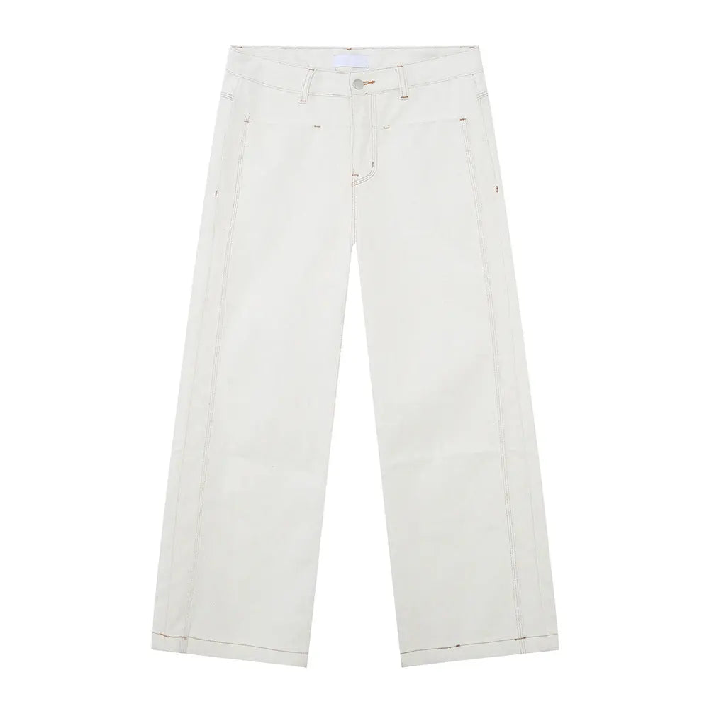 MENLL Straight Leg Jeans Women's Everyday Denim Pants Stitch Detail Durable by MENLL