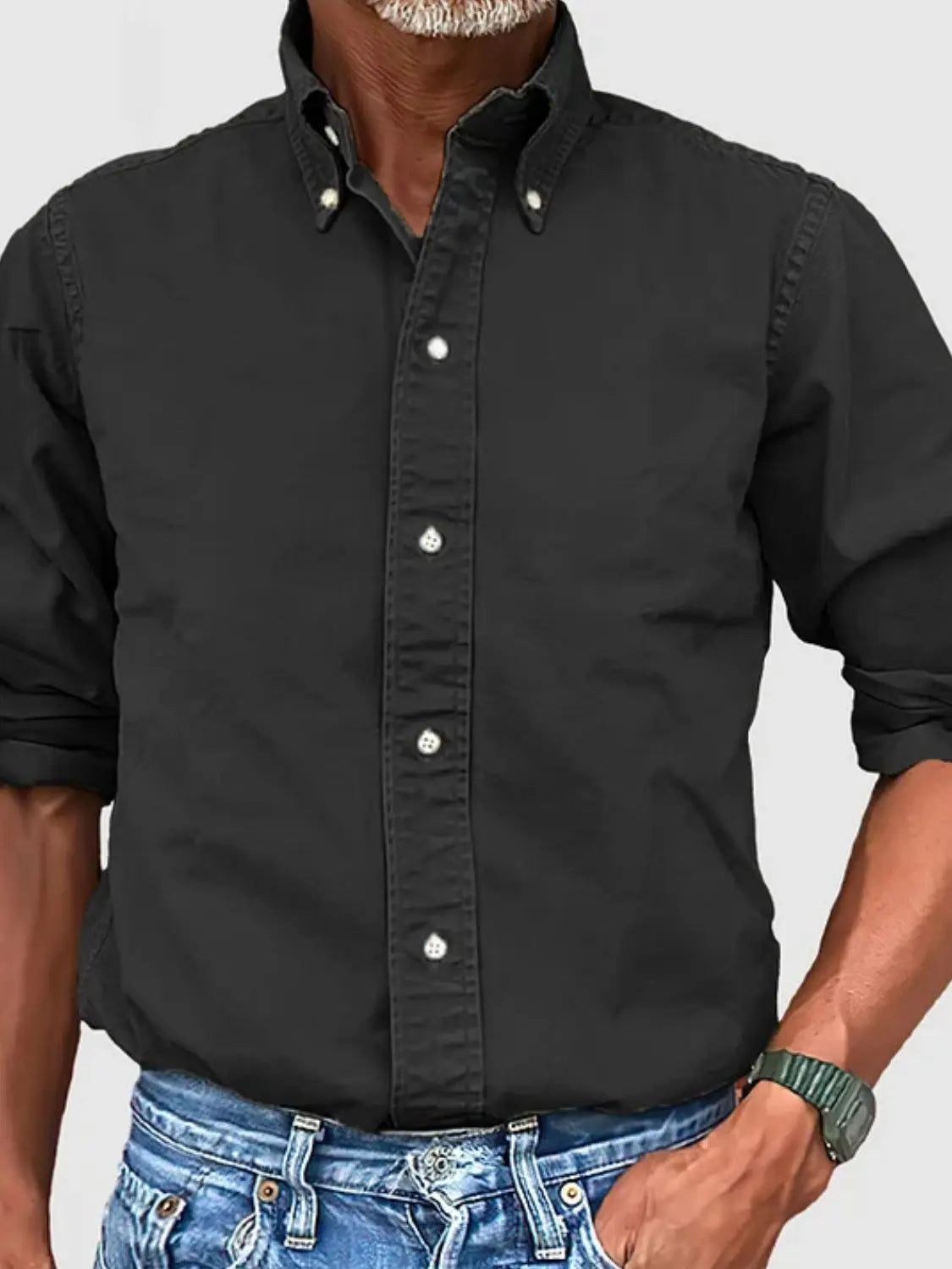 MENLL Olive Green Plus Size Men's Collared Button-Down Shirt - Casual Fit by MENLL