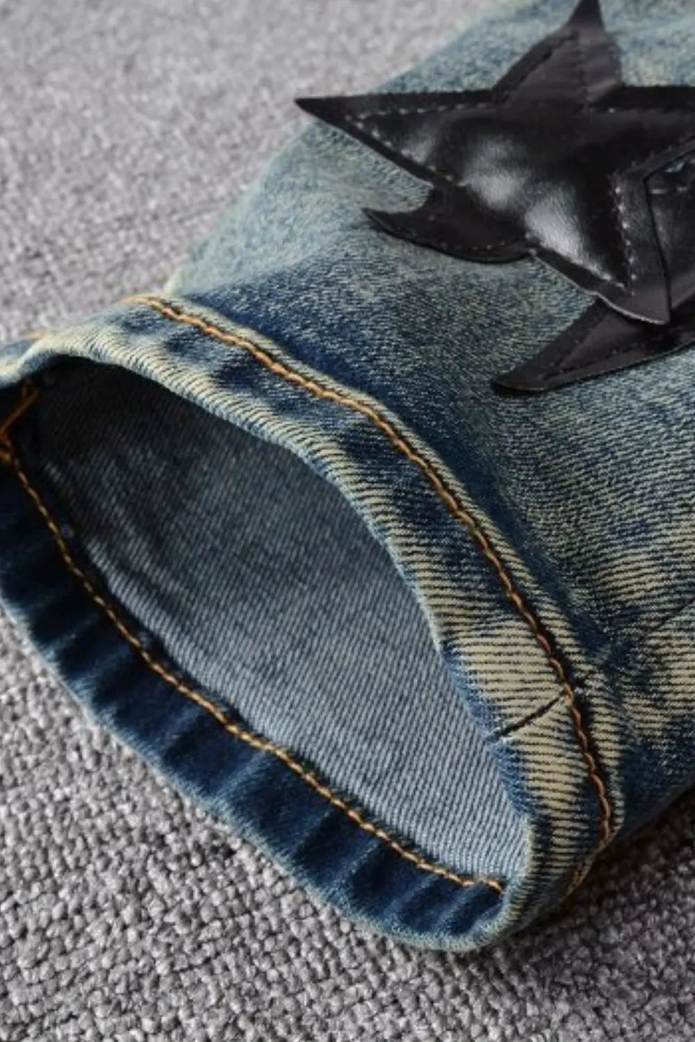 MENLL Washed Star Slim Jeans Men's Premium Denim Casual Pants - Trendy Fit by MENLL