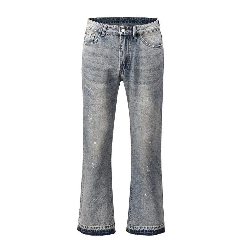 MENLL Light Wash Jeans Men's Casual Bootcut Denim - Frayed Hem by MENLL