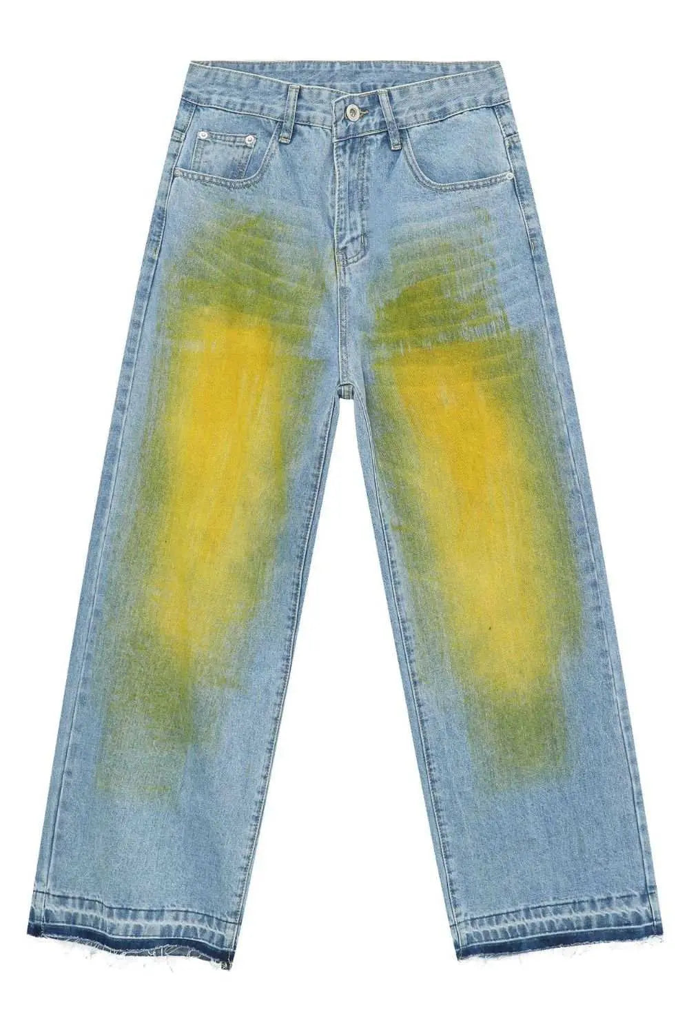 MENLL Contrast Baggy Jeans Men's Casual Relaxed Fit Denim Streetwear by MENLL