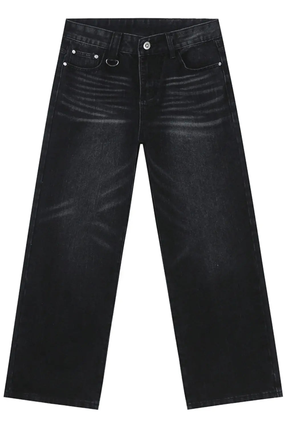 MENLL Wide Straight Jeans Men's Casual Black Pants With Pockets by MENLL