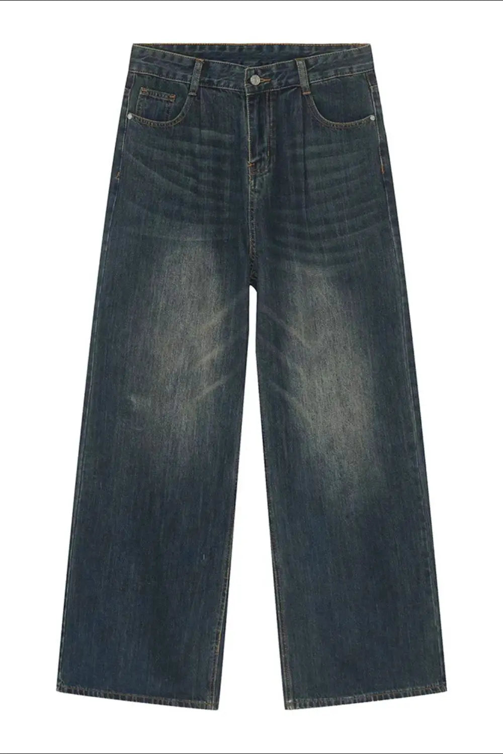 MENLL Wide Leg Jeans Men's Dark Indigo Denim Casual with Pockets by MENLL