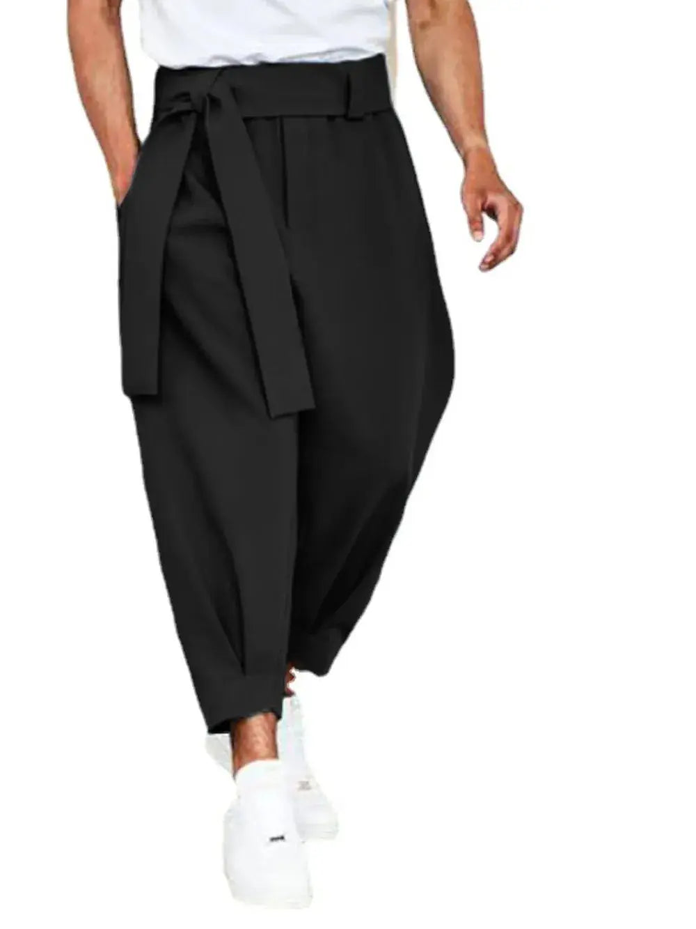 MENLL Plus Size Cropped Pants Men's Comfort Fit Mid Rise Polyester Pants by MENLL