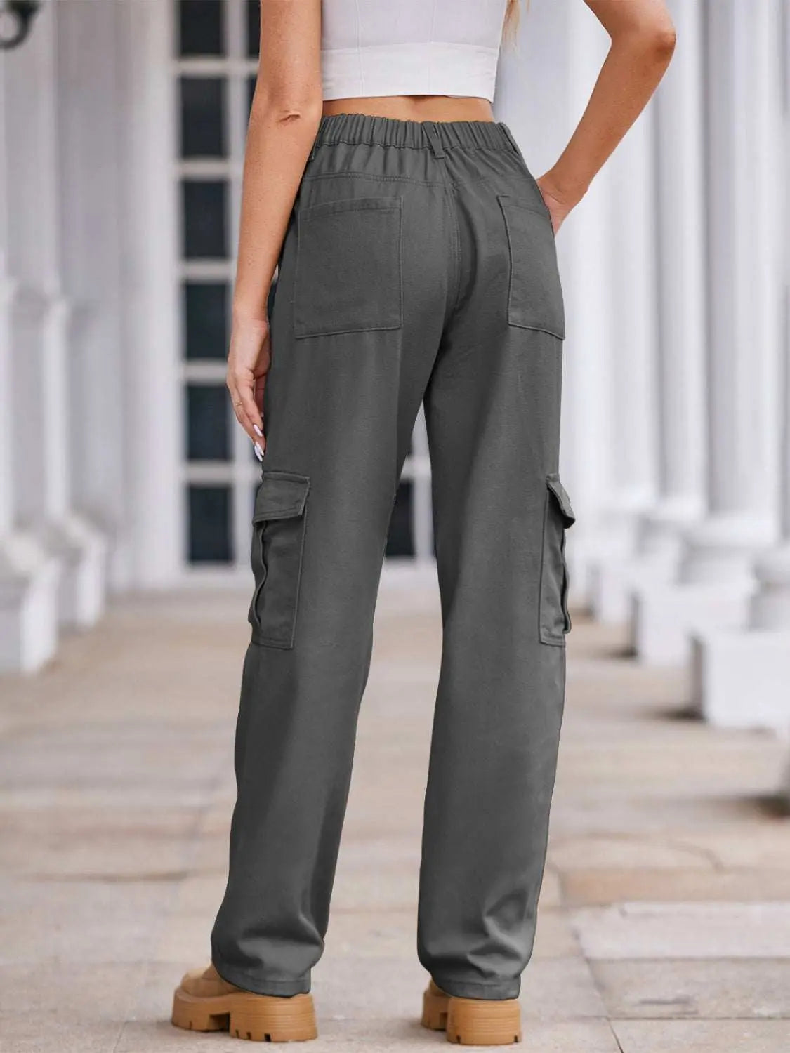 MENLL Black Denim Cargo Pants Men's Casual Straight Rayon Blend Comfort Fit by MENLL