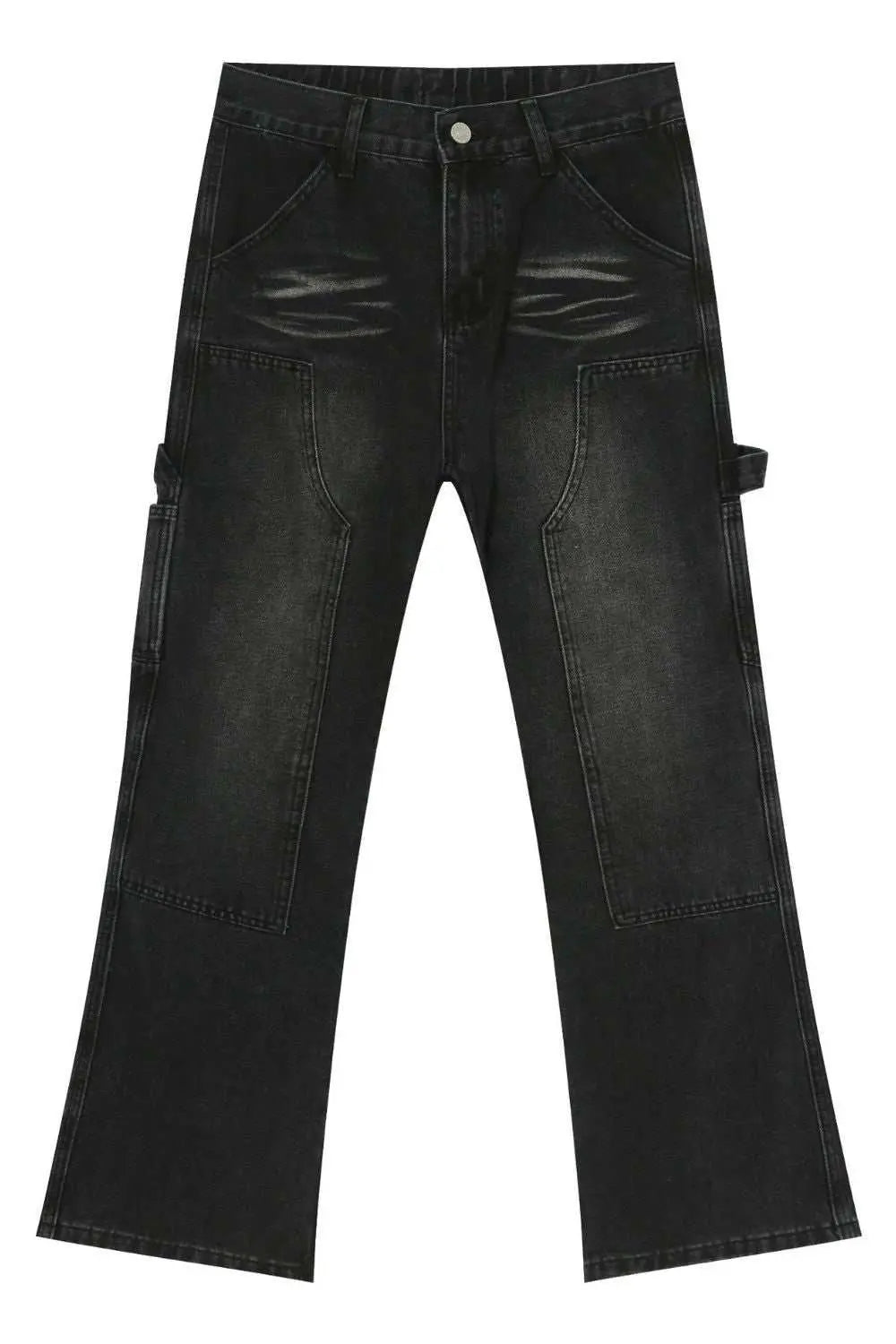 MENLL Black Baggy Jeans Men's Durable Cotton Blend Pants With Pockets by MENLL