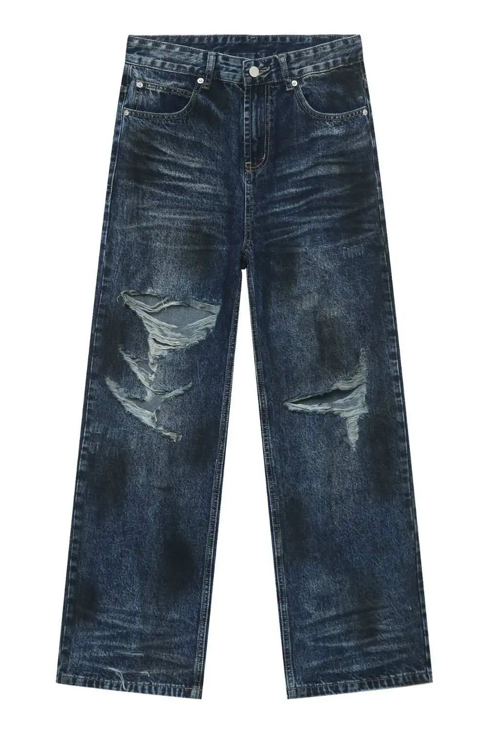 MENLL UrbanFlex Distressed Jeans Men's Casual Ripped Knee Pockets Bottoms by MENLL