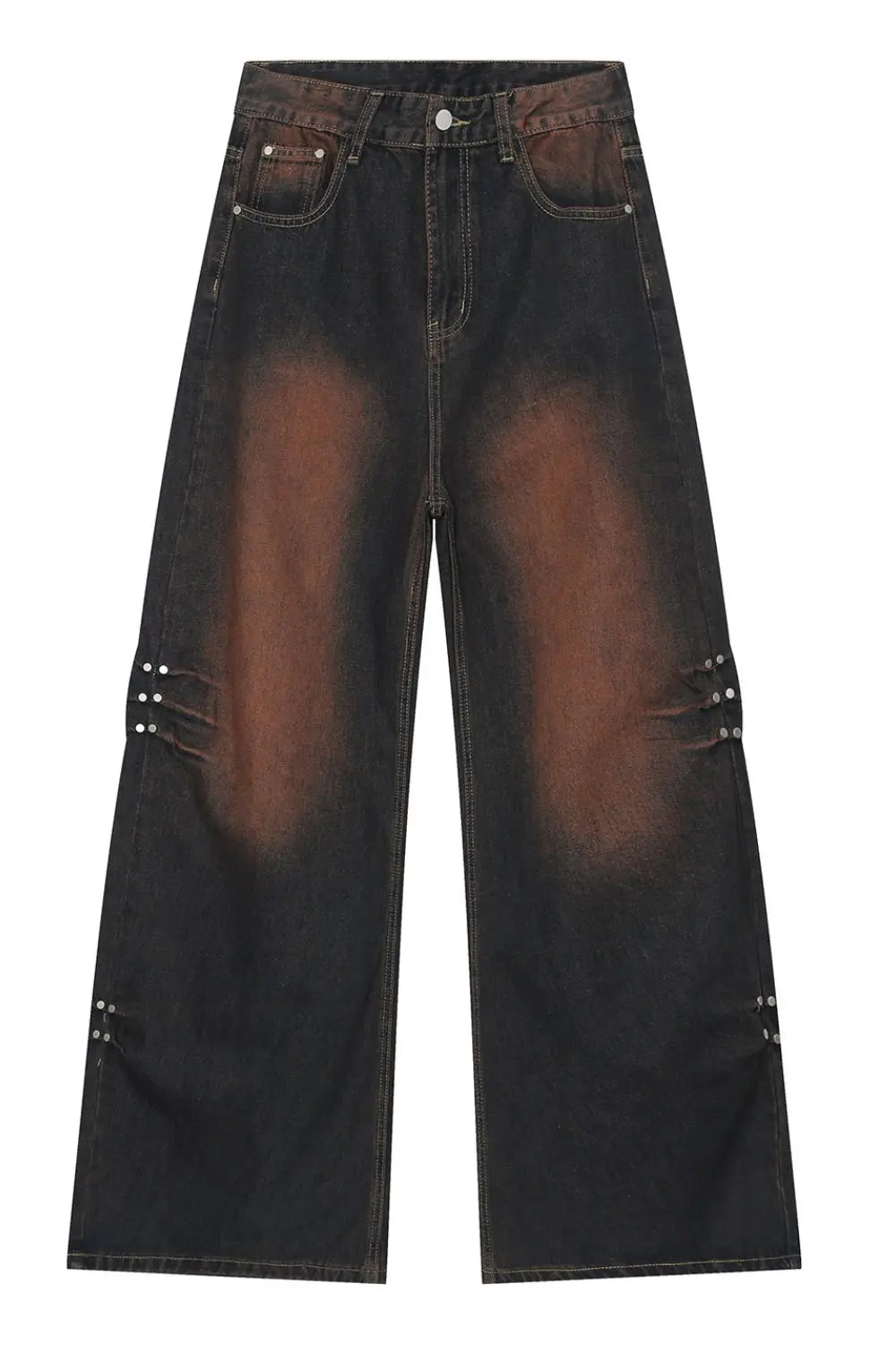 MENLL Dark Wash Denim Jeans Men's Wide Leg Casual Pants with Pockets by MENLL