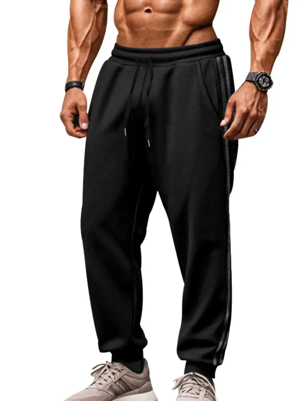 MENLL Plus Size Grey Pants Men's Casual Lounge Pants with Pockets by MENLL