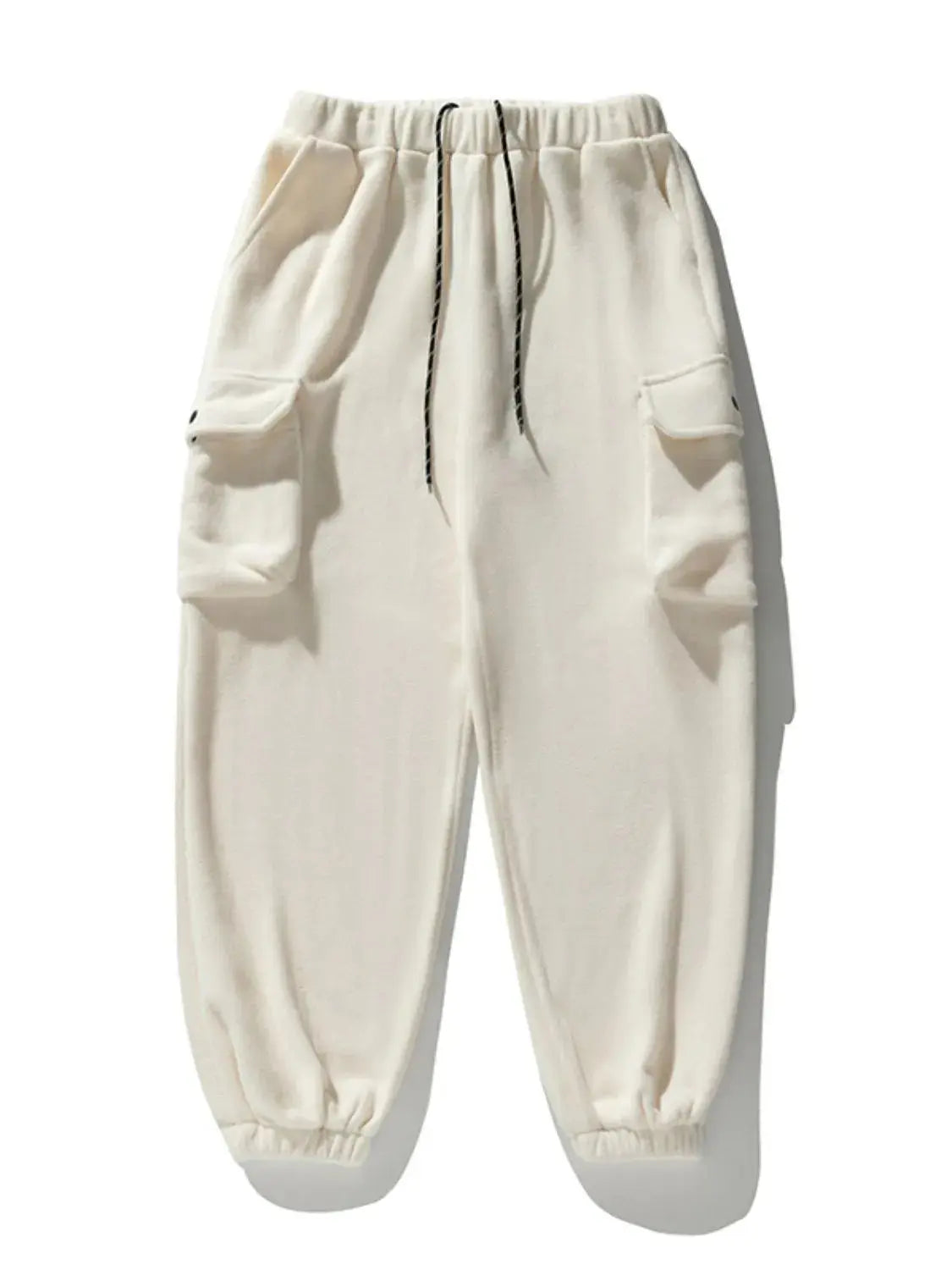 MENLL Plus Size Cream Joggers Men's Elastic Waist Pants With Pockets by MENLL