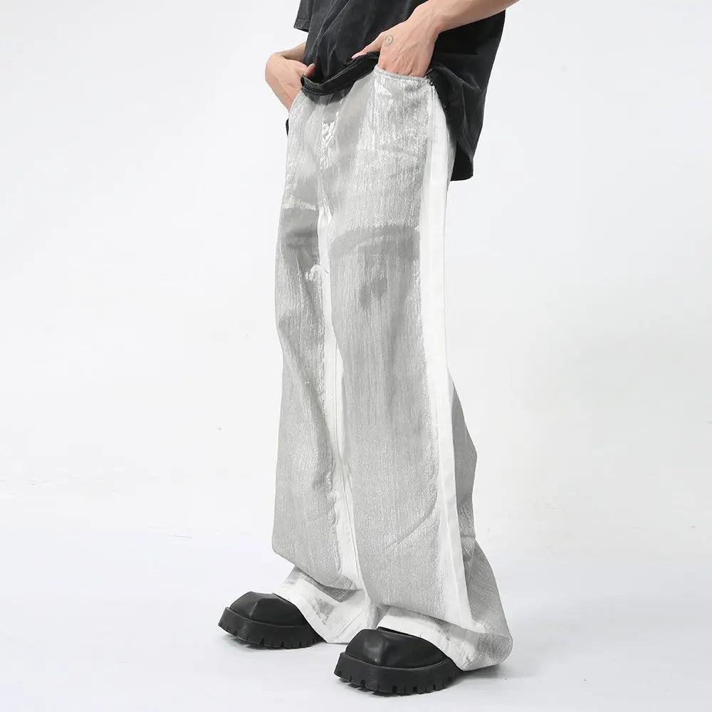 MENLL Wide Leg Jeans Men's Casual Cotton Blend Pants with Pockets by MENLL