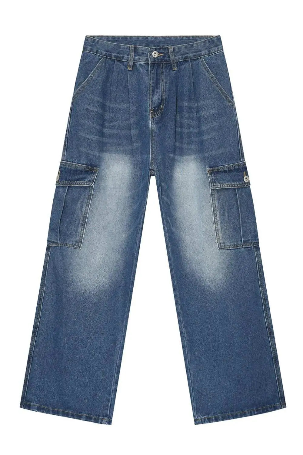 MENLL Baggy Jeans With Cargo Pockets Denim Pants For Men by MENLL