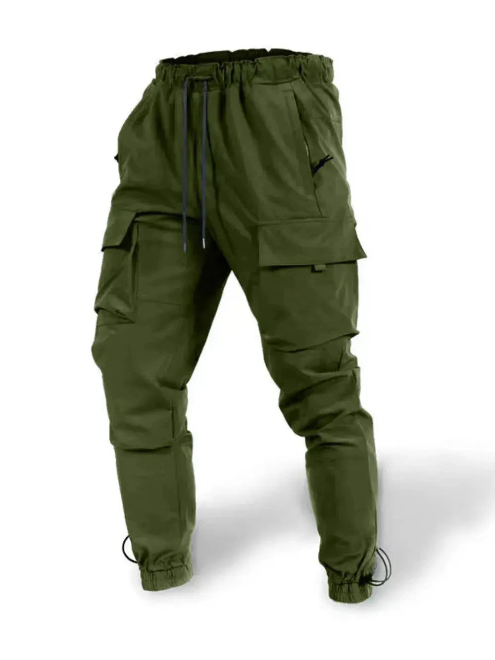 MENLL Beige Cargo Pants Men's Plus Size Casual Drawstring Lightweight by MENLL
