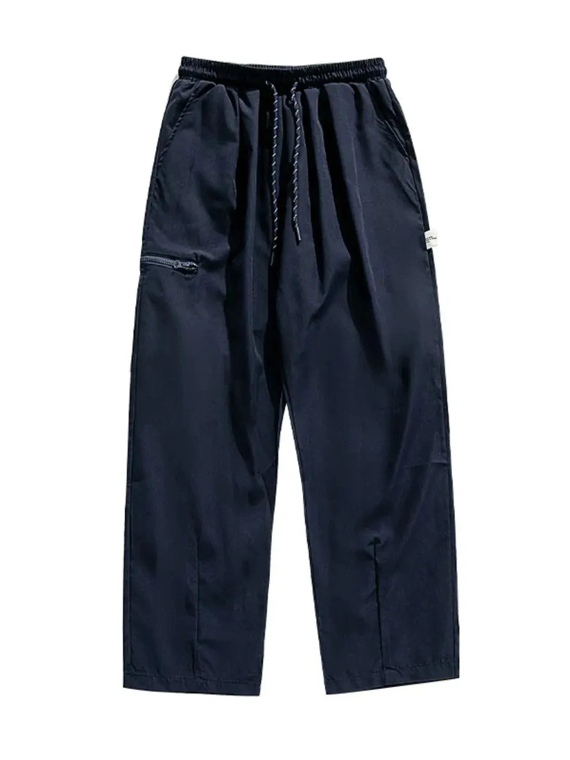 MENLL Plus Size Drawstring Pants Men's Casual Polyester Trousers with Pockets by MENLL
