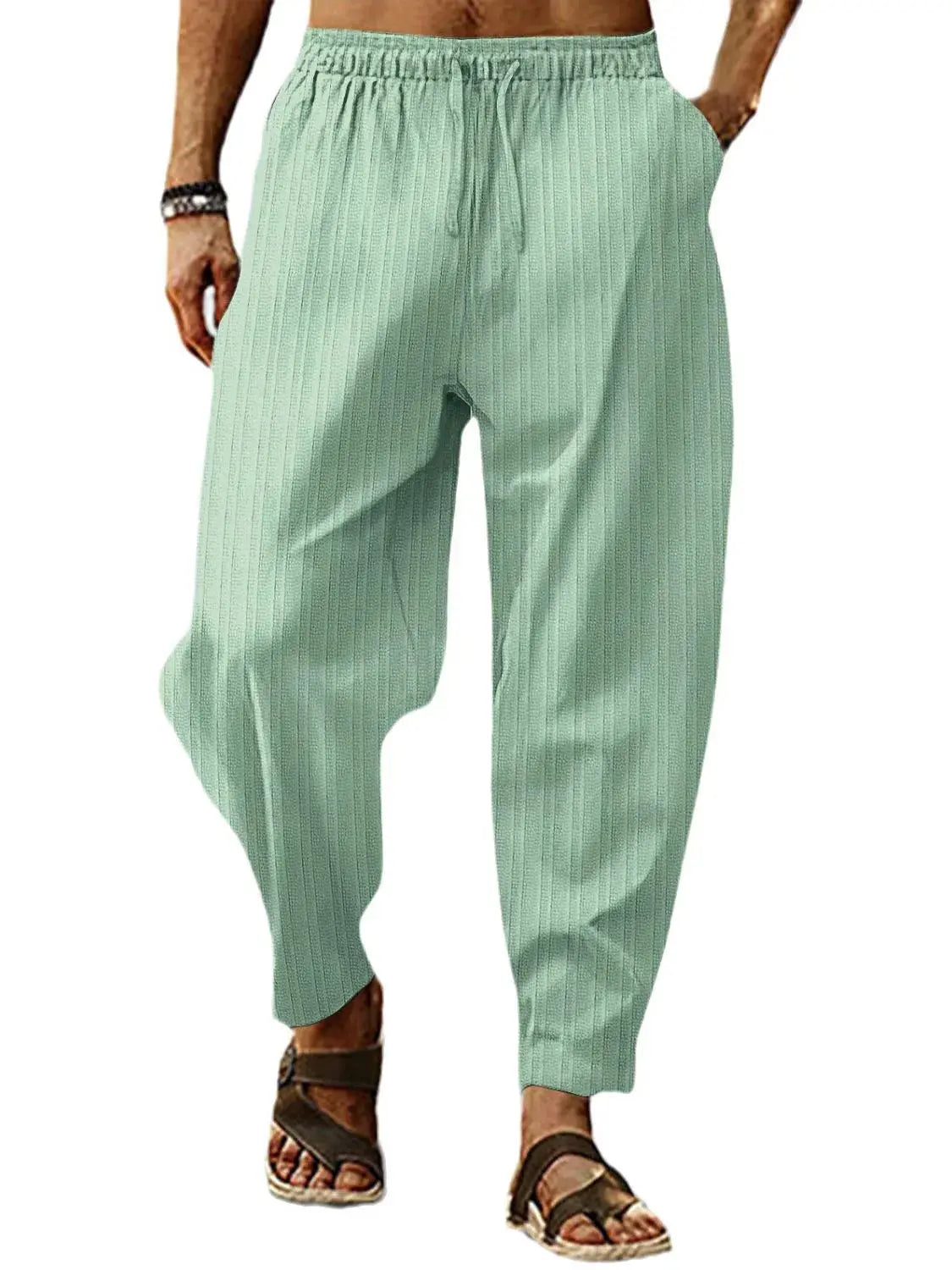 MENLL Plus Size Drawstring Men's Casual Pants with Pockets Comfortable by MENLL