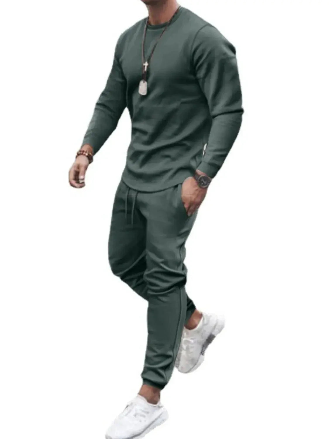 MENLL Plus Size Loungewear Men's Casual Two-Piece Set Comfy & Relaxed by MENLL