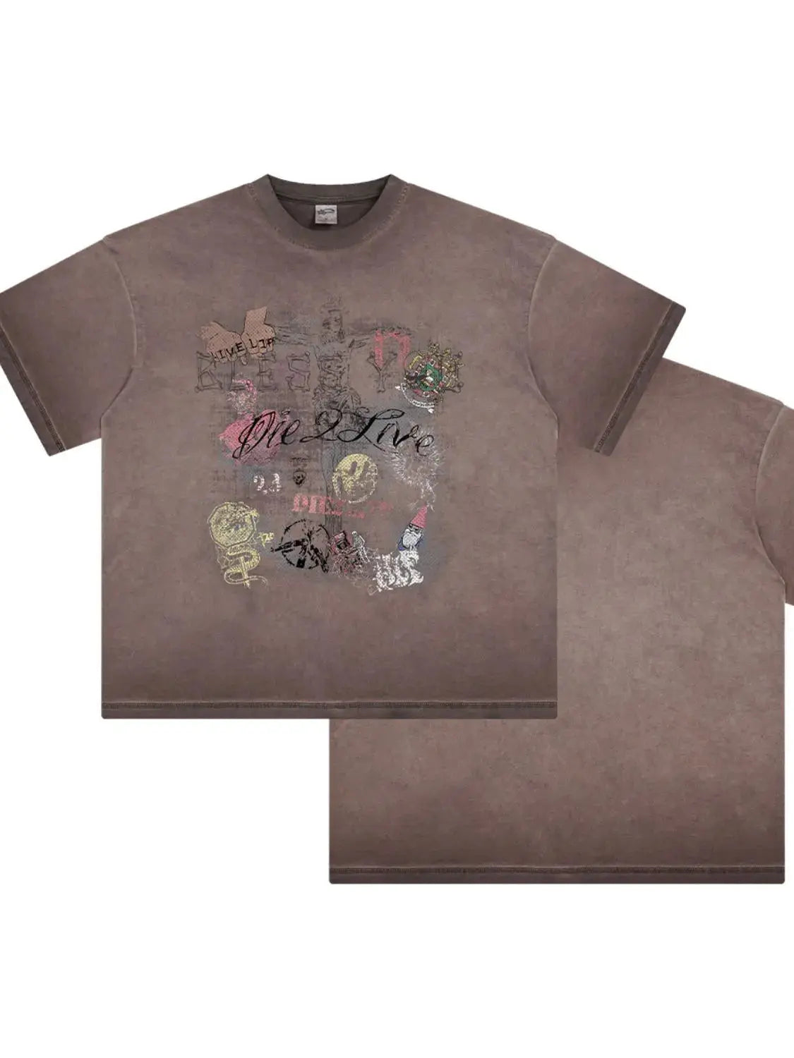 MENLL Mauve Cotton Graphic Tee Men's Casual Short Sleeve Top by MENLL