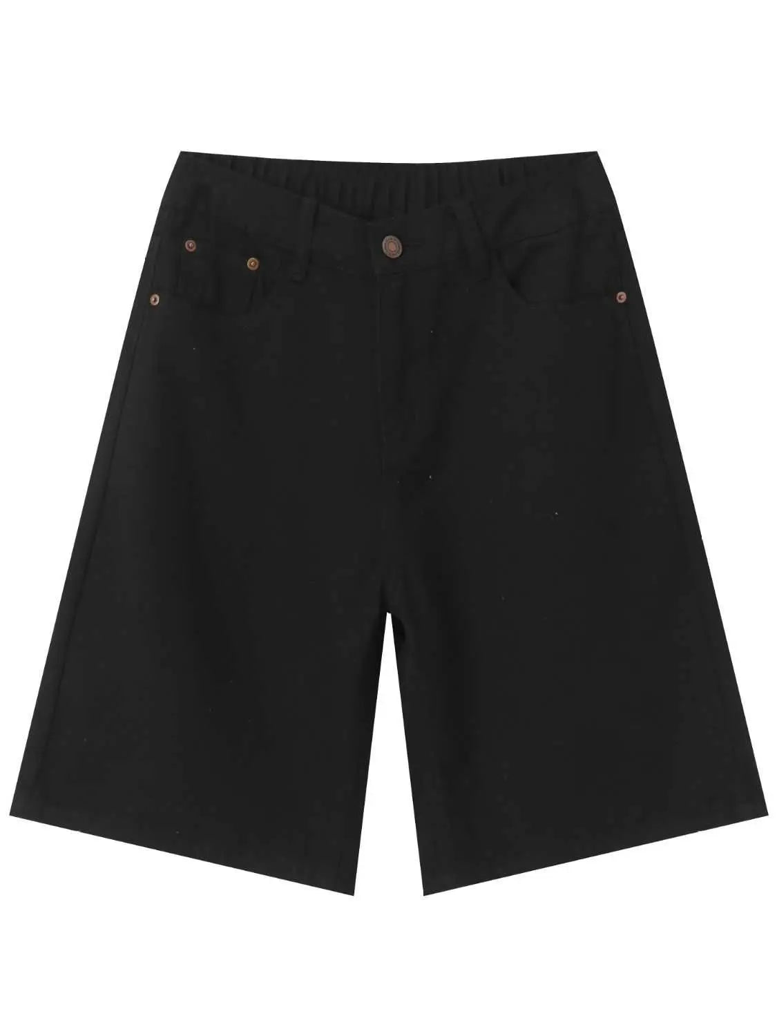 MENLL White Denim Shorts Men's Casual Mid Rise Cotton Blend Pocketed Shorts by MENLL