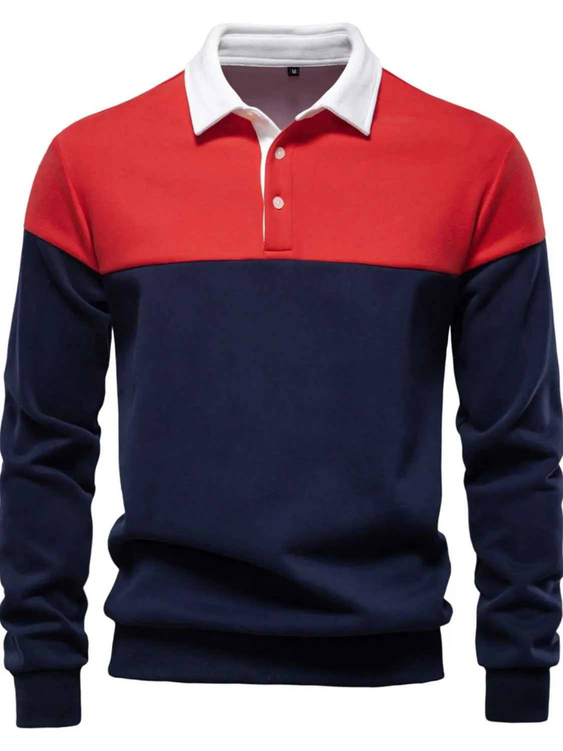MENLL Color Block Polo Men's Casual Long Sleeve Top - Stylish & Comfortable by MENLL