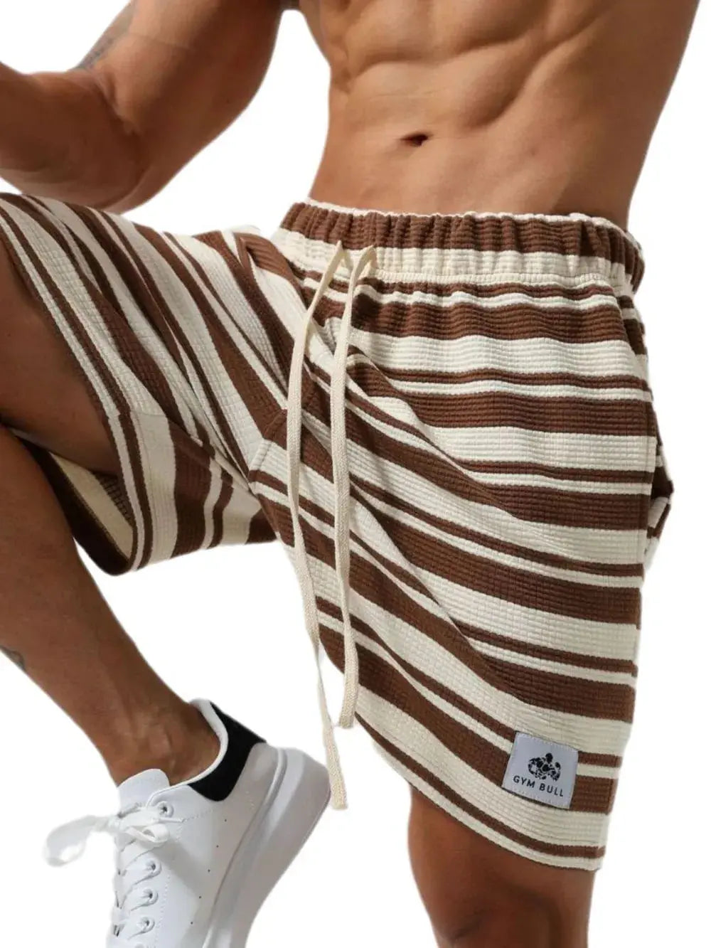 MENLL Striped Drawstring Shorts Men's Plus Size Casual Shorts - Comfy Fit by MENLL