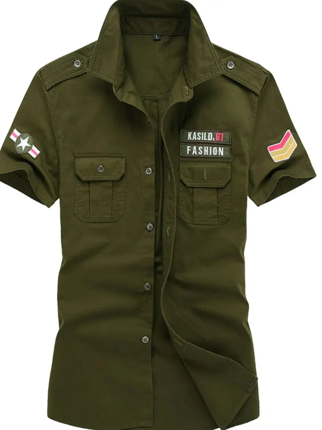 MENLL Plus Size Embroidered Shirt Men's Casual Navy Top Fashionable by MENLL