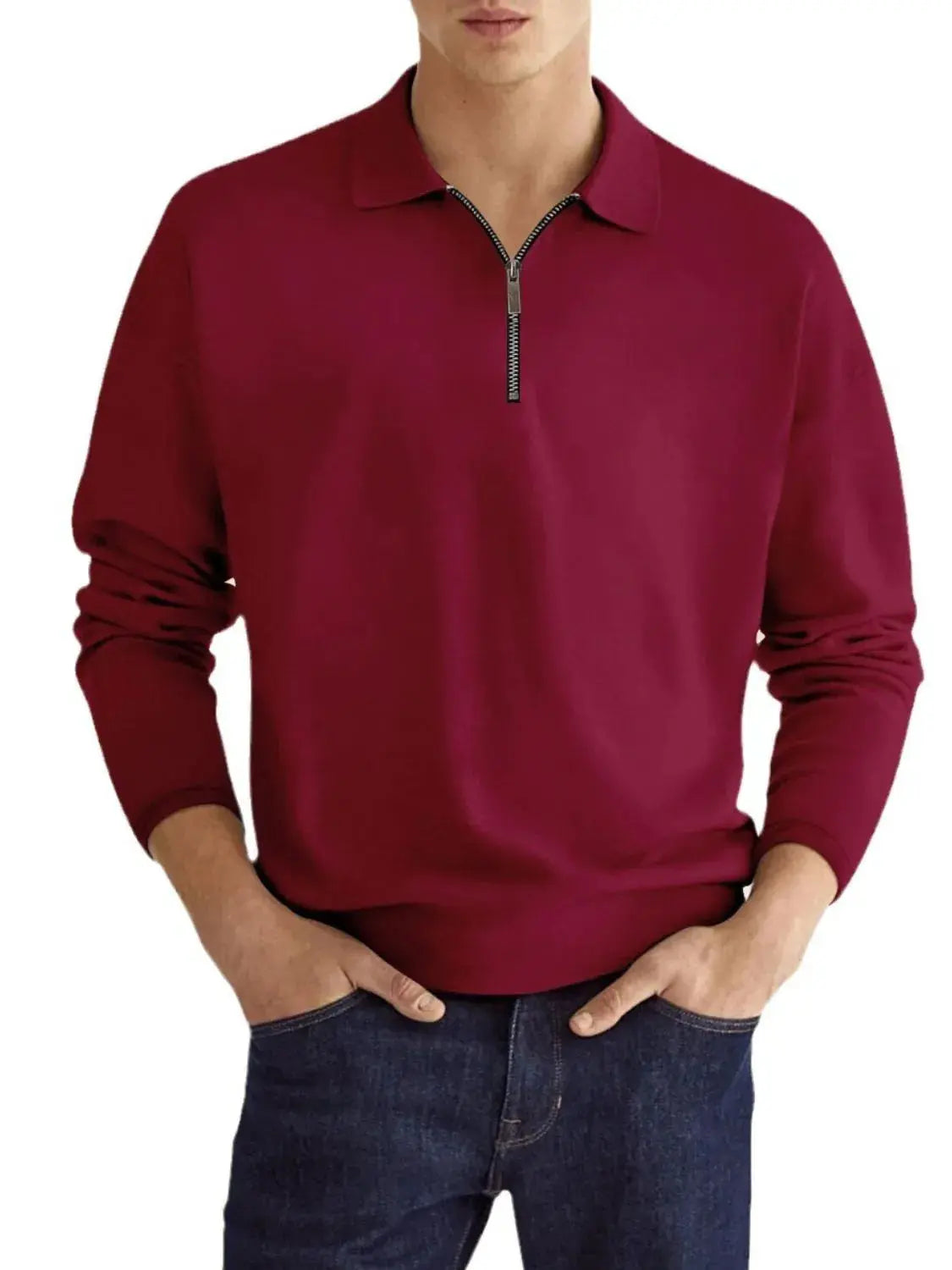 MENLL Plus Size Polo Men's Navy Zip Neck Casual Polo Shirt - Comfortable by MENLL