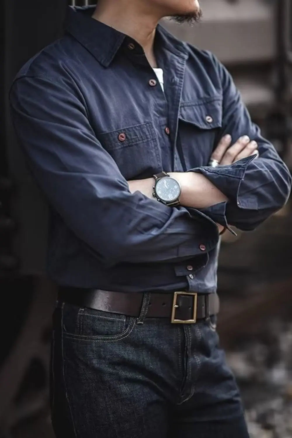 MENLL Button Down Shirt Men's Casual Long Sleeve Everyday Wear Chest Pocket by MENLL