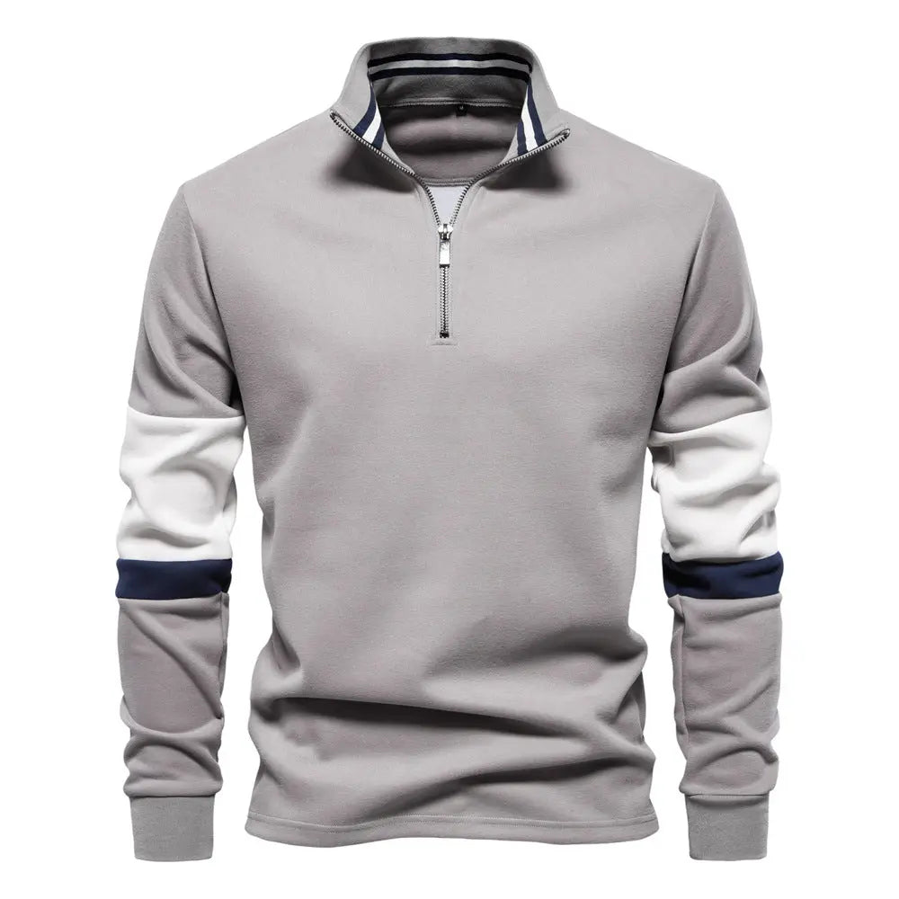 MENLL Color Block Polo Shirt Men's Casual Cotton Blend Long Sleeve Top by MENLL