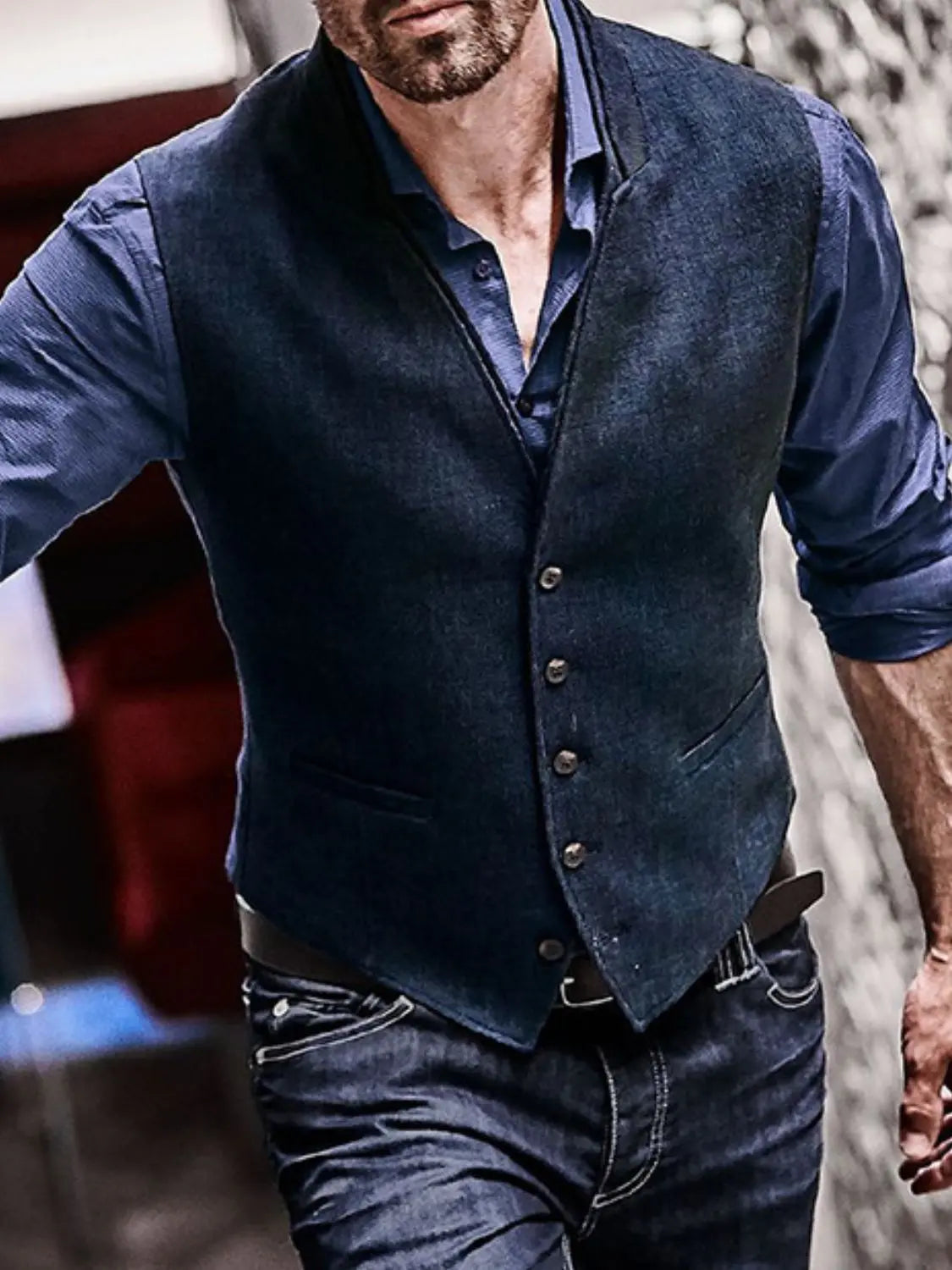 MENLL Plus Size Button Down Vest Men's Casual Full Fit Lightweight Jacket by MENLL