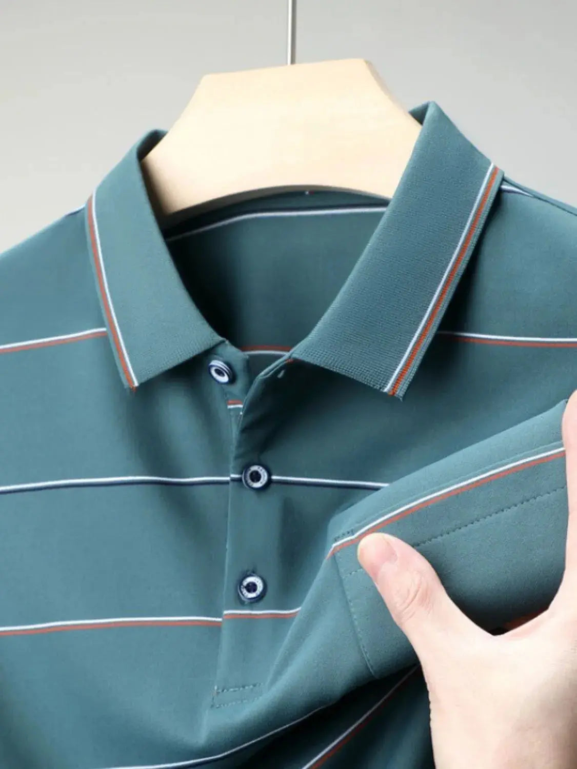 MENLL Plus Size Striped Polo Shirt Men's Casual Stretch Short Sleeve Tee by MENLL