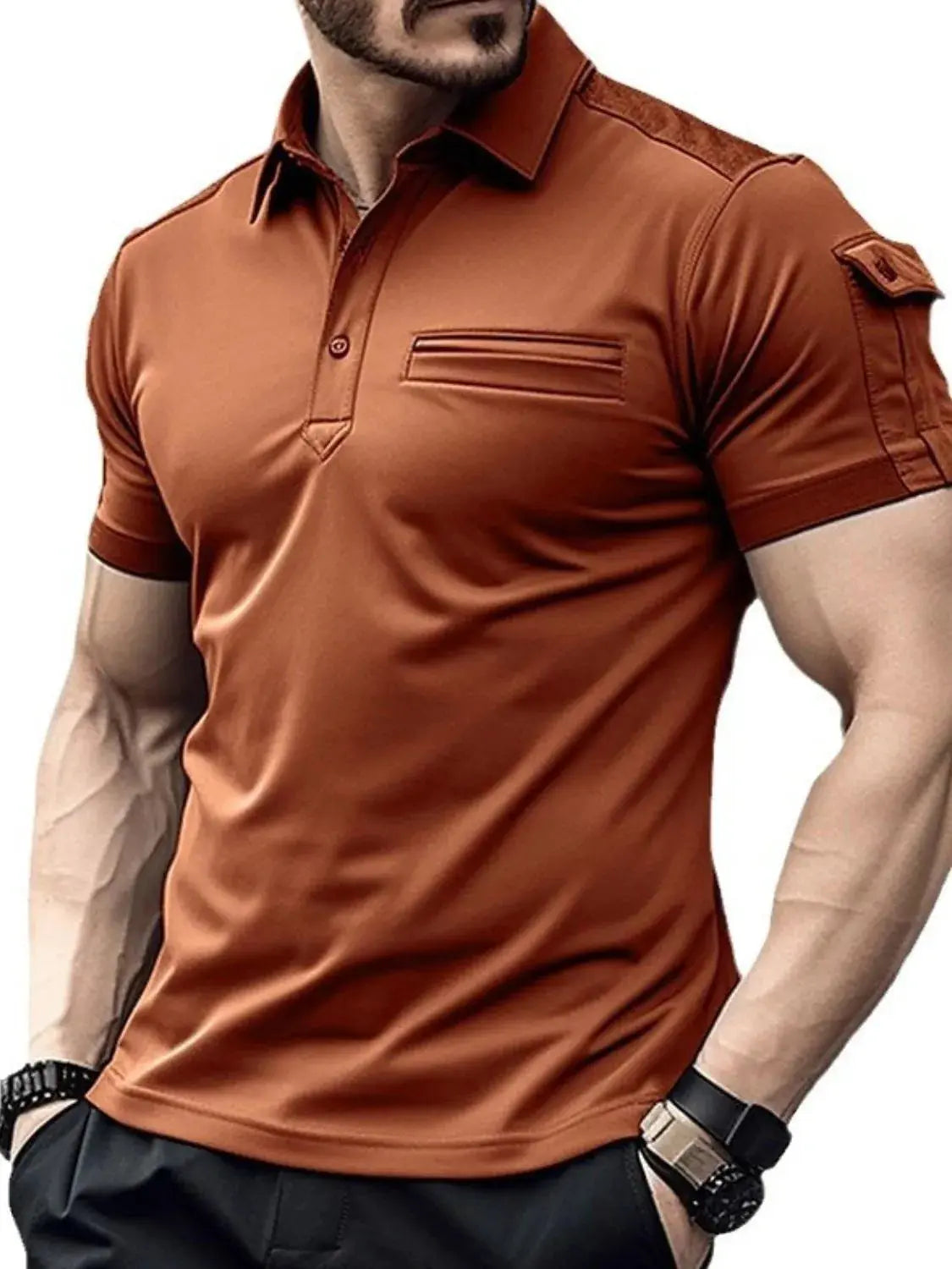 MENLL Plus Size Polo Men's Activewear Casual Stretch Short Sleeve Shirt by MENLL
