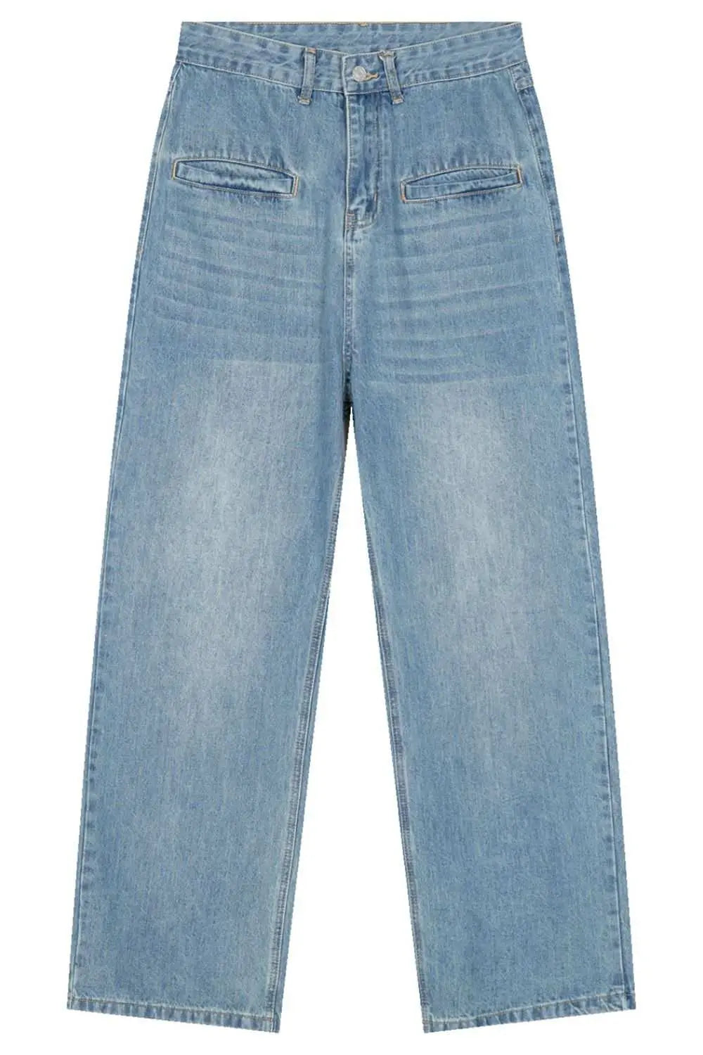 MENLL Light Wash Denim Men's Baggy Jeans Wide Leg Casual Fit by MENLL