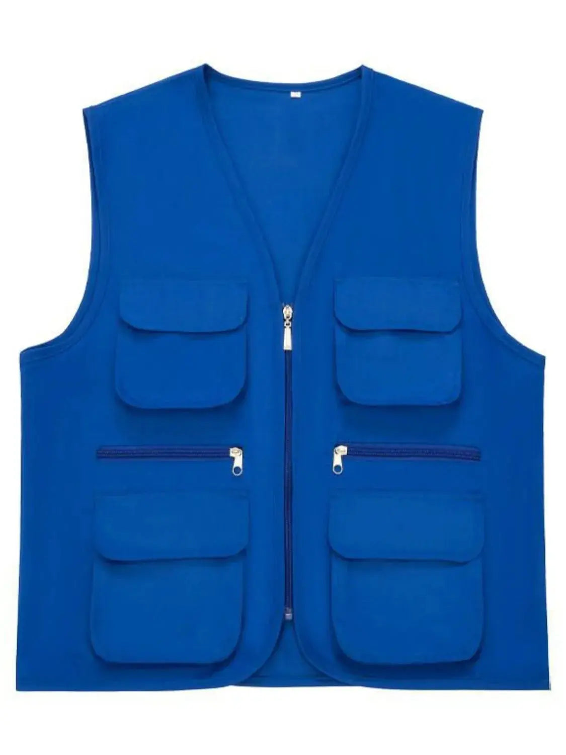 MENLL Plus Size Red Vest Men's Outdoor Pocketed Zip-Up Vest by MENLL