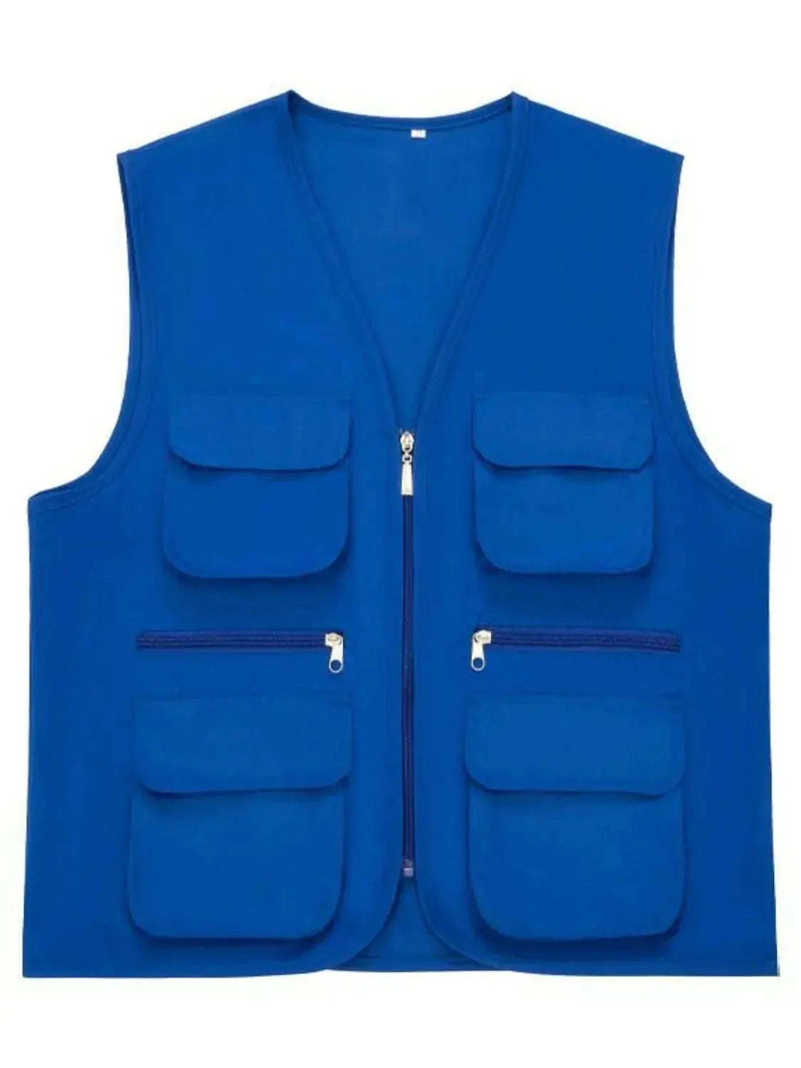 MENLL Plus Size Red Vest Men's Outdoor Pocketed Zip-Up Vest by MENLL