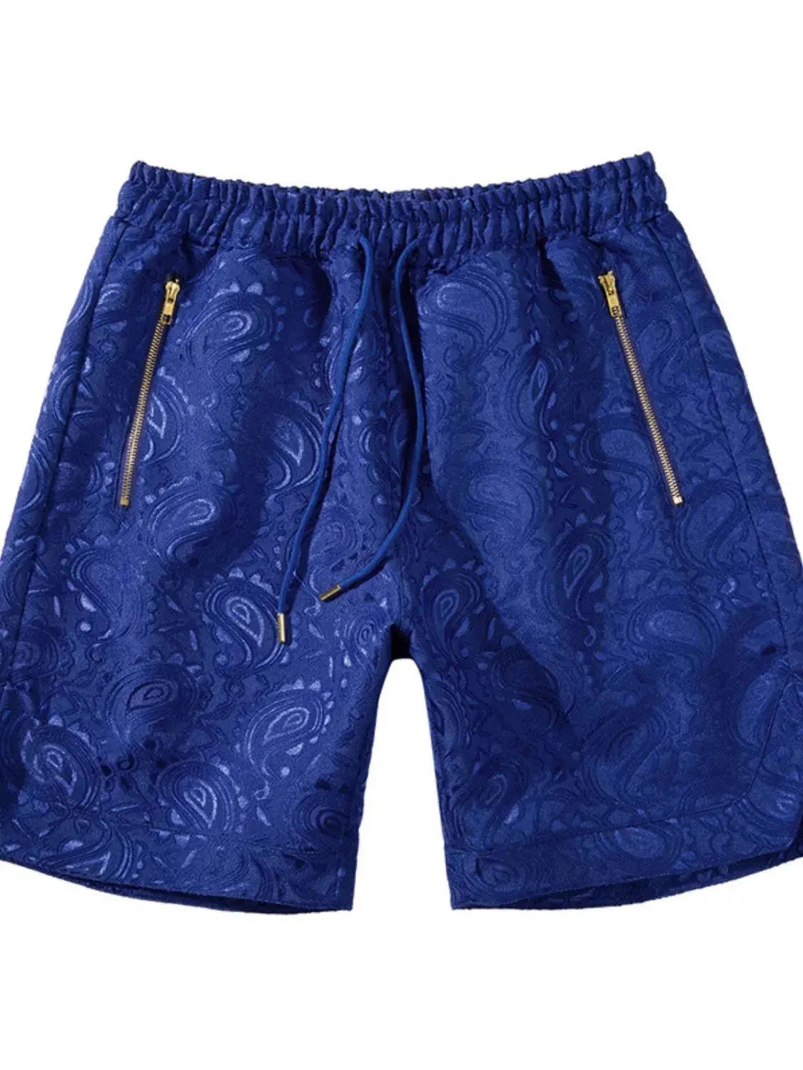 Men's Shorts - Lightweight Drawstring - Blue Paisley Beach Casual - Side View