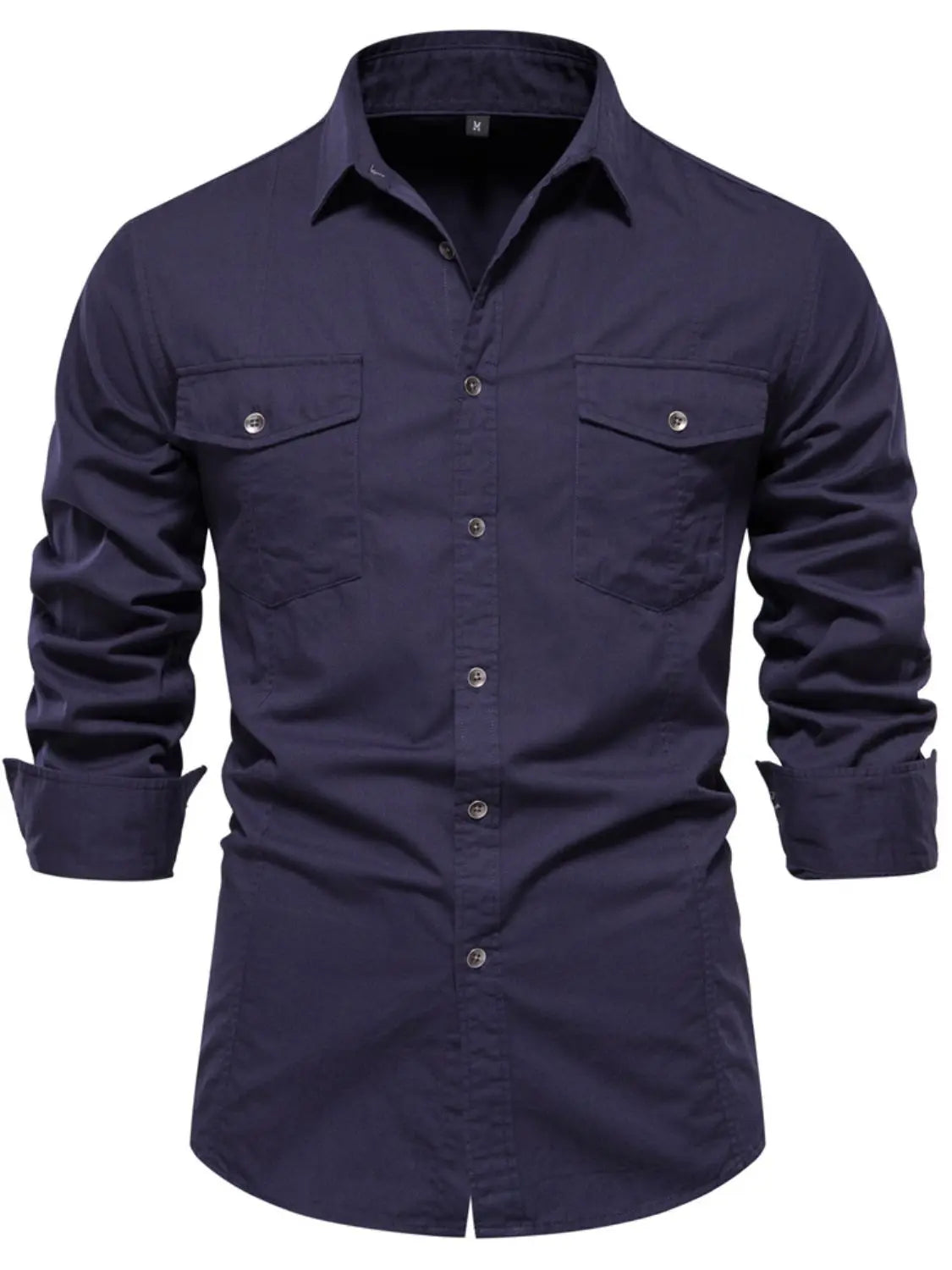 MENLL Gray Cotton Button Down Men's Casual Shirt - Soft & Trendy Top by MENLL