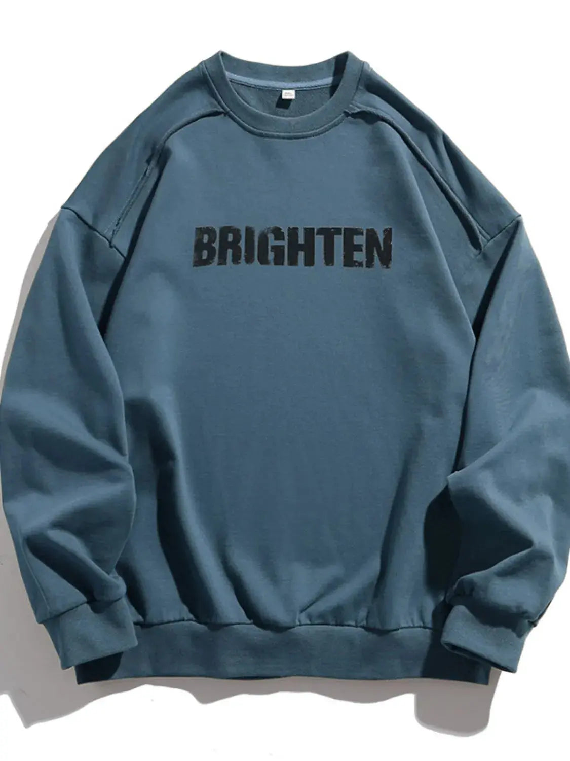 MENLL Letter Graphic Olive Sweatshirt Mens Casual Round Neck Top by MENLL