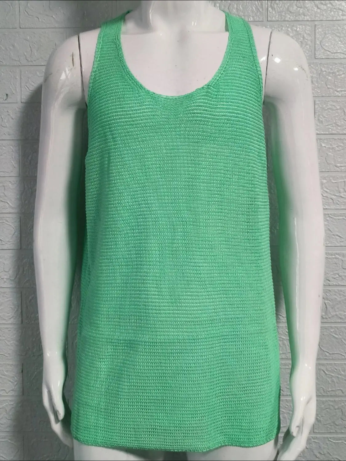 MENLL Coral Knit Tank Top Men's Plus Size Casual Scoop Neck Sleeveless Shirt by MENLL