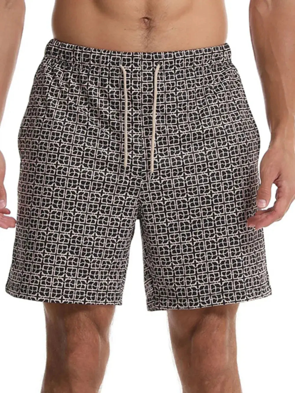 MENLL Printed Drawstring Men's Casual Shorts Beach Summer with Pockets by MENLL
