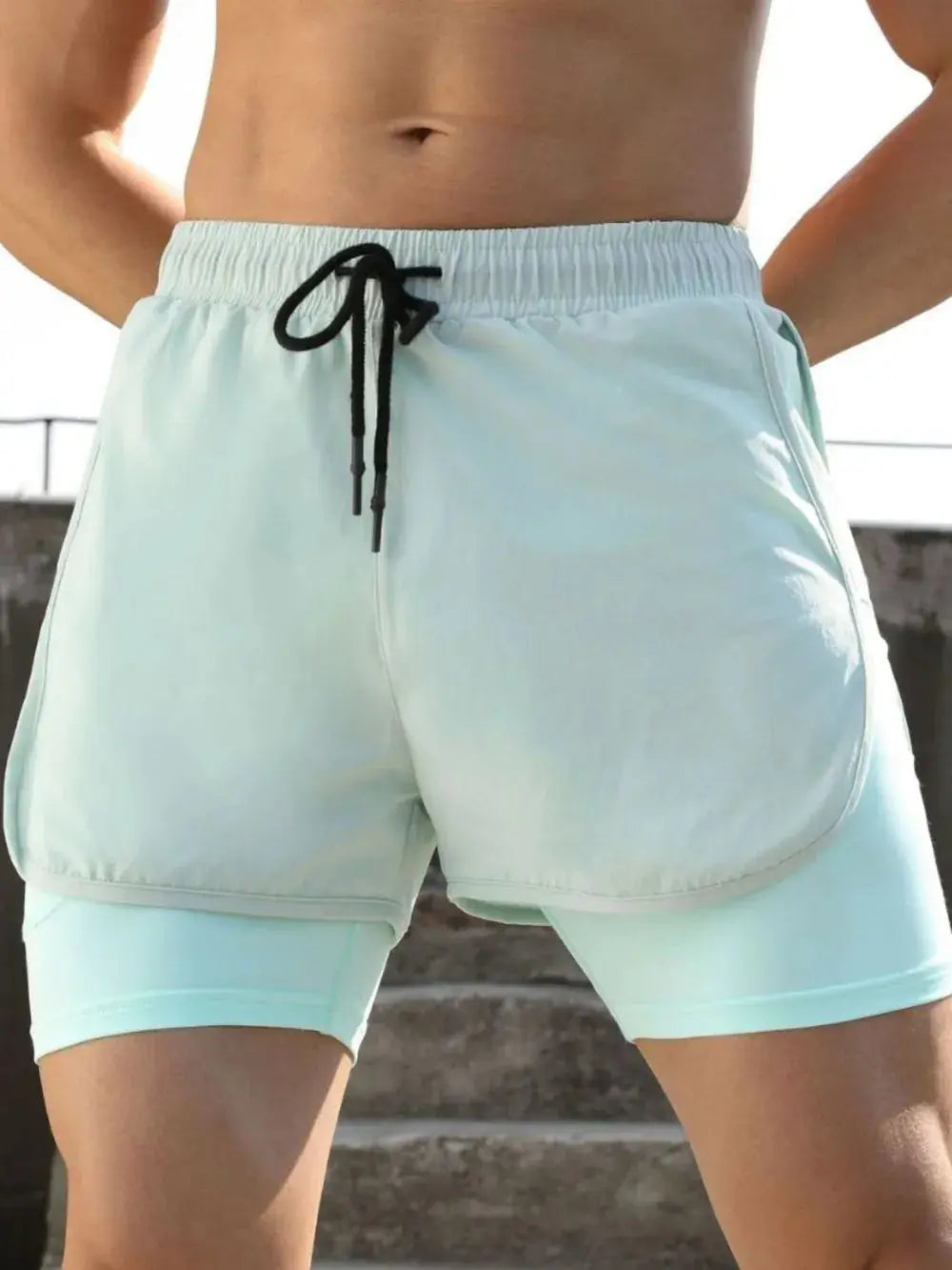 MENLL Premium White Active Shorts Men's Workout & Casual Drawstring Shorts by MENLL