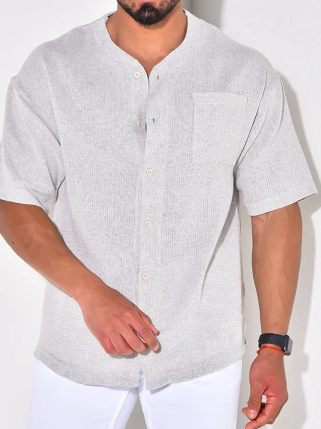 MENLL Plus Size White Shirt Men's Casual Button Down Chest Pocket Comfortable by MENLL