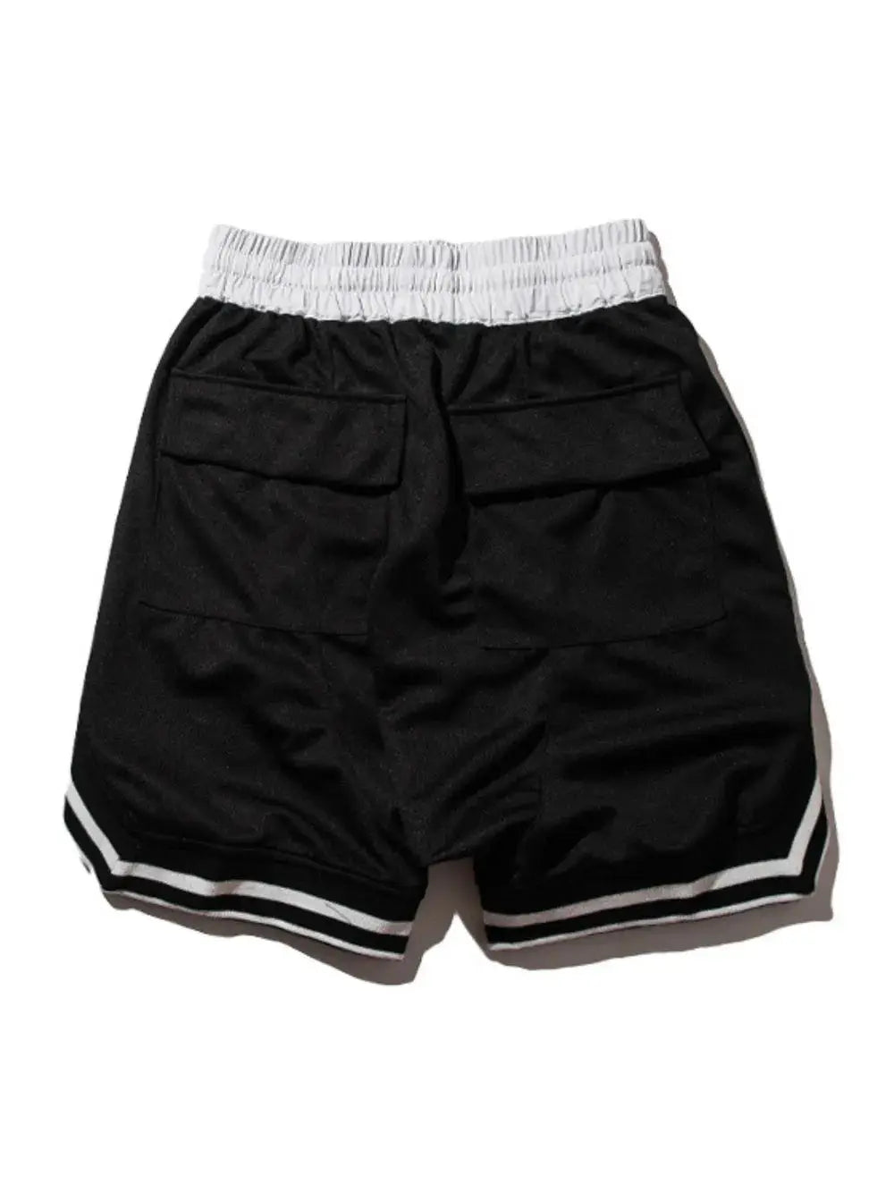 MENLL Plus Size Shorts White Green Trim Men's Athletic Drawstring Shorts by MENLL