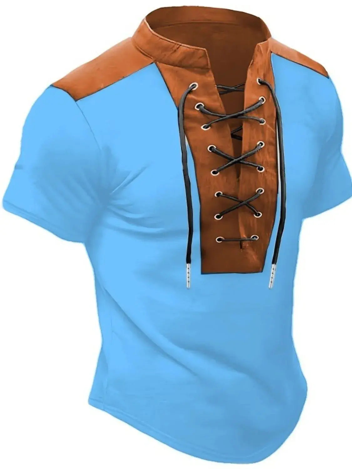 MENLL Plus Size Lace-Up Polo Men's Casual Short Sleeve T-Shirt - Trendy by MENLL