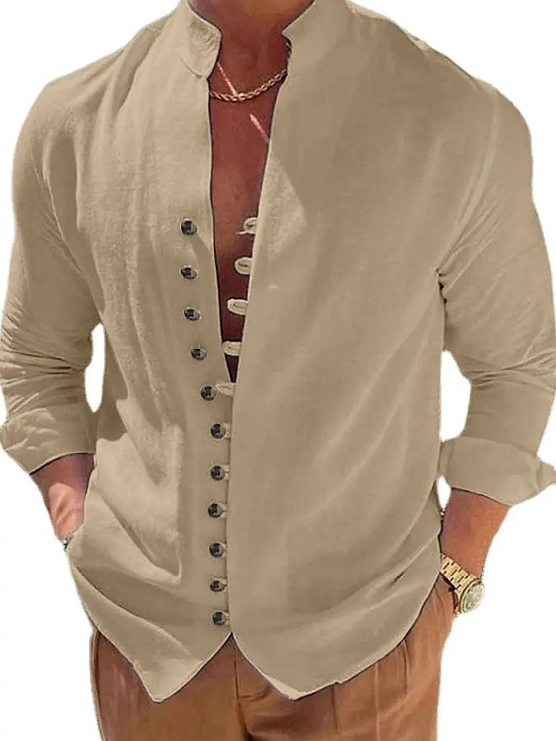 MENLL Plus Size Cotton Blend Shirt Mens Casual Long Sleeve Button Up by MENLL