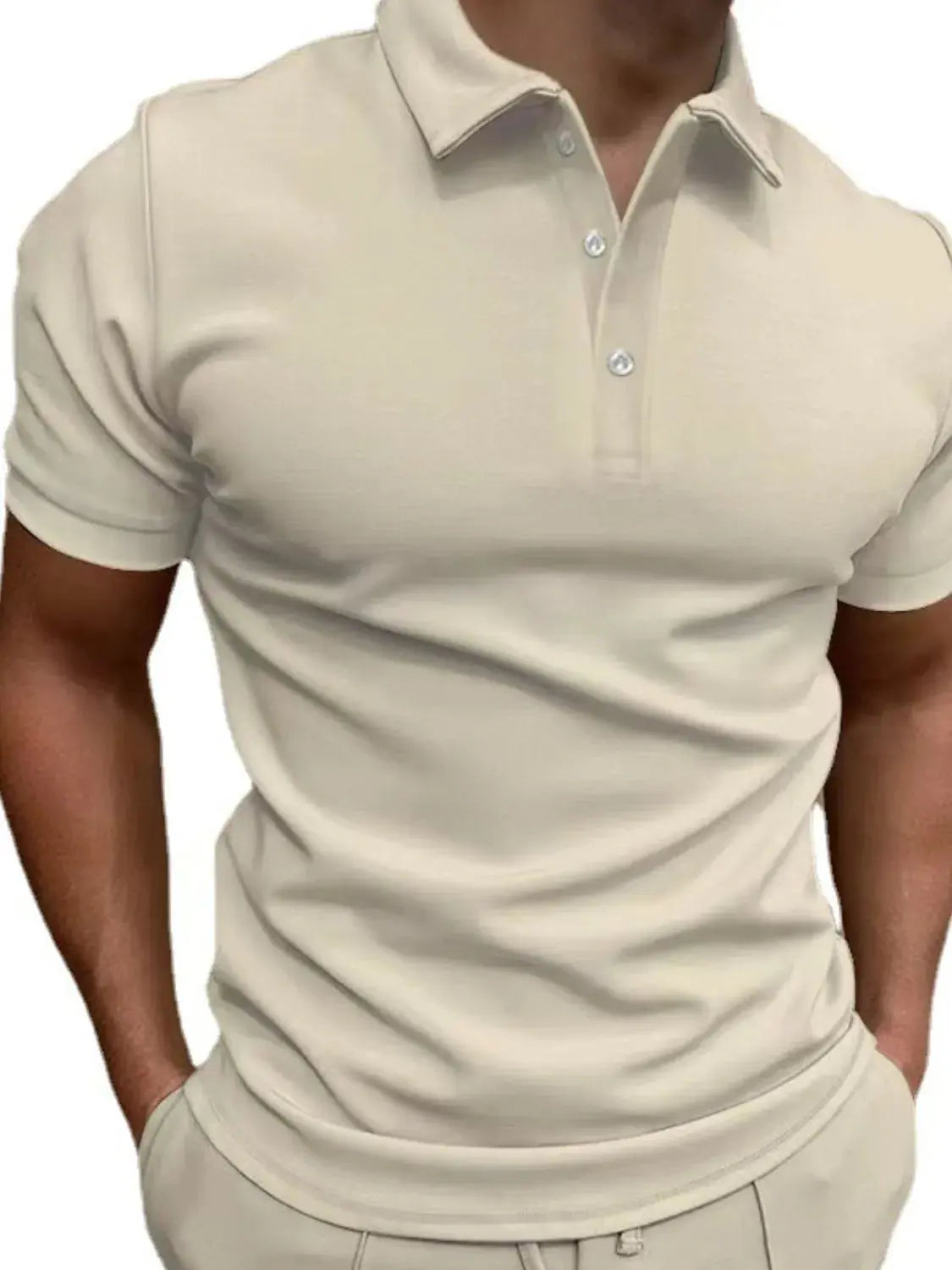 MENLL White Plus Size Polo Shirt Men's Casual Collared Comfortable Top by MENLL