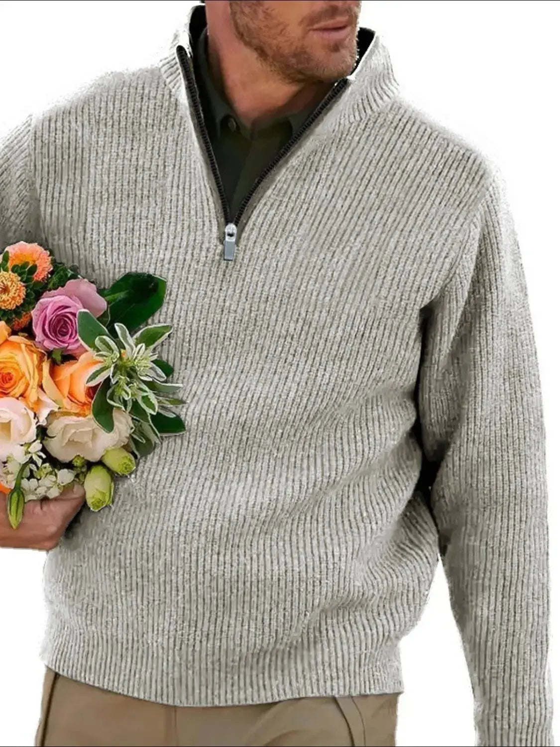 MENLL Plus Size Polo Shirt Men's Casual Quarter Zip Long Sleeve Comfortable by MENLL